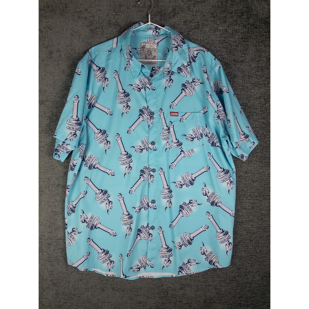 RARE Dixxon Shirt Mens XL‎ Ellis Island New York Statue Party Button Up